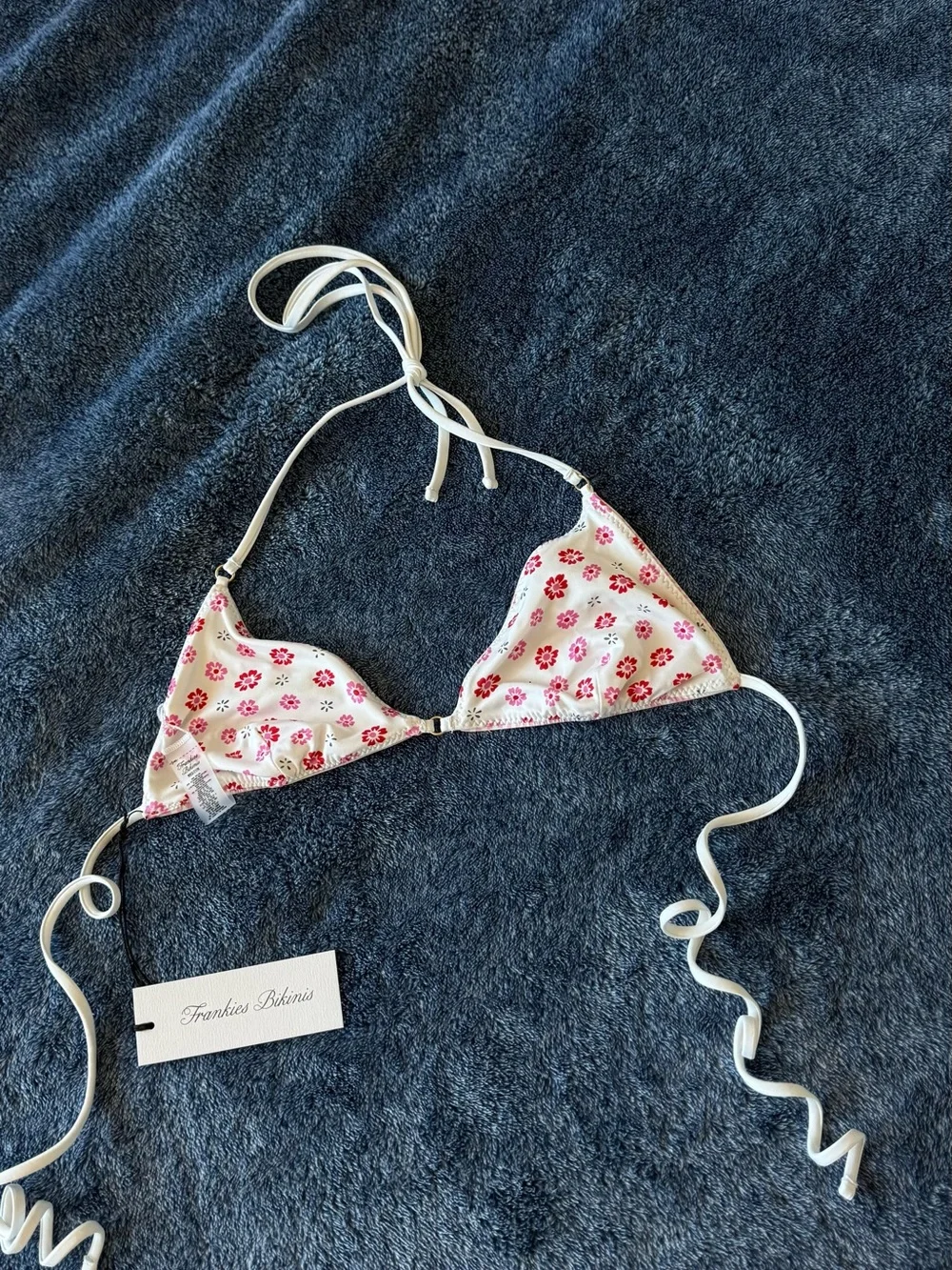 NWT Frankies Bikinis Pink Striped & Floral Triangle Bikini in Sprinkles👙🧁🌸🩷🤍